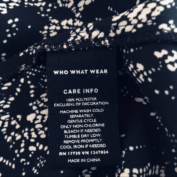 Who What Wear Black & White Blouse with Lace Trim - Picture 4 of 5